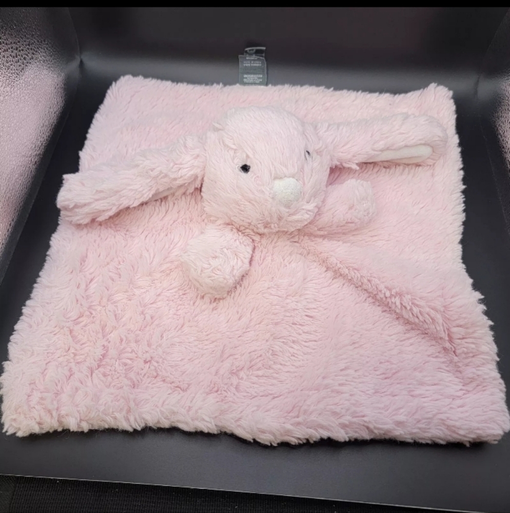 Bunny Rabbit Rattle Lovey‎ 13" Pink Security Blanket